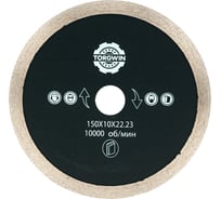Диск алмазный сплошной тонкий для керамогранита 150x10x1.5x22.23 мм TORGWIN T376670