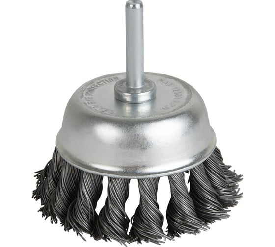 Щетка чашечная плетеная с хвостовиком 75 мм, проволока - INOX 0.50 мм DeBever DB80163417 1