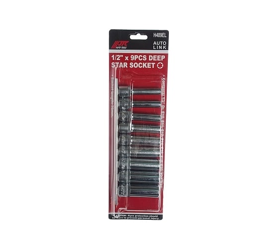 Набор головок торцевых удлиненных внутренний TORX, 1/2"DR, 9 предметов E10-E24 JTC JTC-H409EL