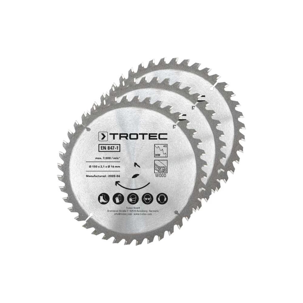 Набор дисковых пил по дереву (3 шт.; 150х16 мм; 40 зубьев) TROTEC ...