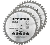Набор дисковых пил по дереву (3 шт.; 150х16 мм; 40 зубьев) TROTEC 6215001321
