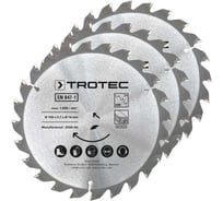 Набор дисковых пил по дереву (3 шт.; 150х16 мм; 24 зуба) TROTEC 6215001320