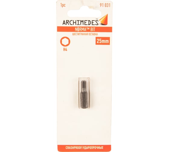Бита под конфирмат H4*25 мм Archimedes 91031