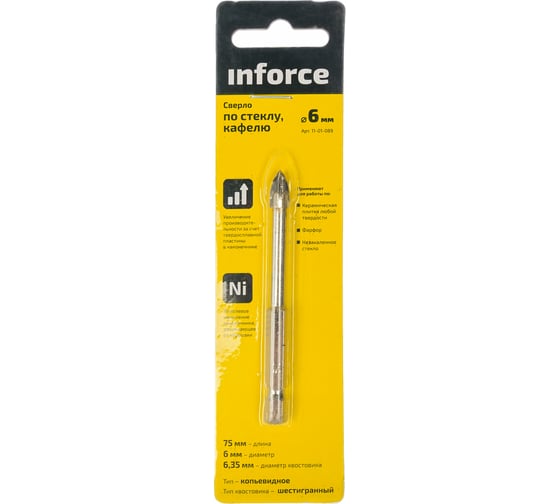 Сверло по стеклу/кафелю (6 мм) Inforce 11-01-089