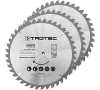 Набор дисковых пил по дереву (3 шт.; 190х20 мм; 40 зубьев) TROTEC 6215001331