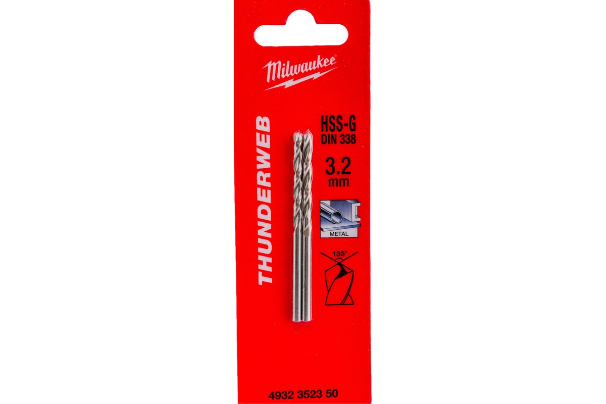 Сверло по металлу HSS-G (3.2мм, 2 шт) Milwaukee 4932352350 - выгодная ...