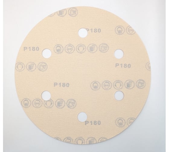 Круг шлифовальный GOLD 225 мм, P180, на липучке, 1 шт, 6 отверстий PADU GOLD-D225-P180-6-1