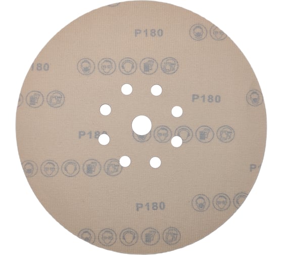 Круг шлифовальный GOLD 225 мм, P180, на липучке, 1 шт, 9 отверстий PADU GOLD-D225-P180-9-1