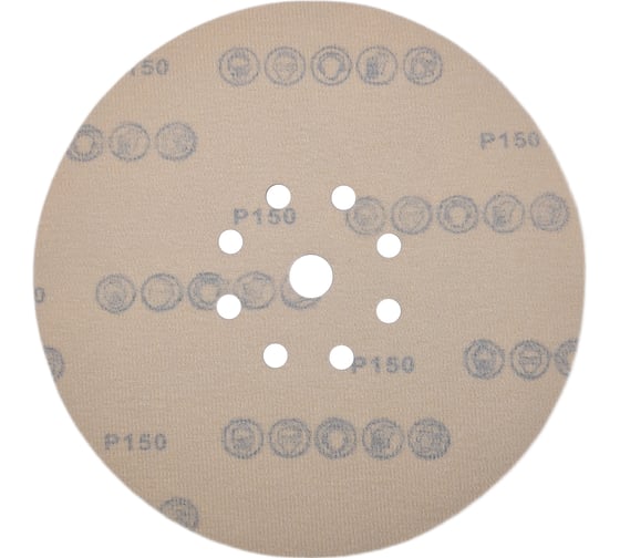 Круг шлифовальный GOLD 225 мм, P150, на липучке, 1 шт, 9 отверстий PADU GOLD-D225-P150-9-1