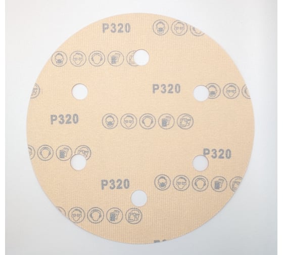 Круг шлифовальный GOLD 225 мм, P320, на липучке, 1 шт, 6 отверстий PADU GOLD-D225-P320-6-1