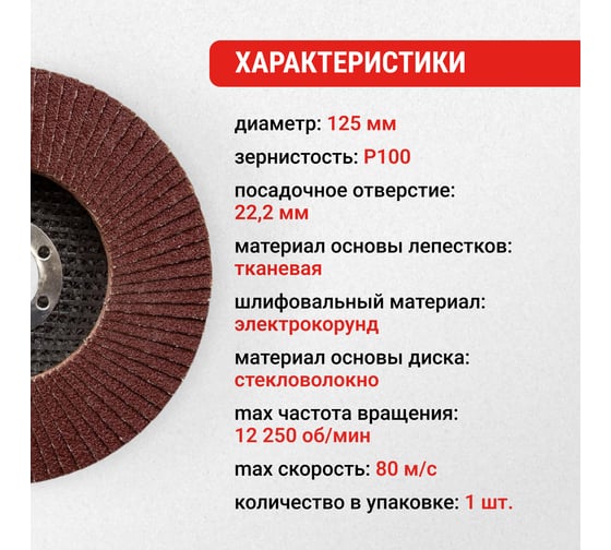 Круг лепестковый торцевой (125х22.2 мм; P100) Vira 559200