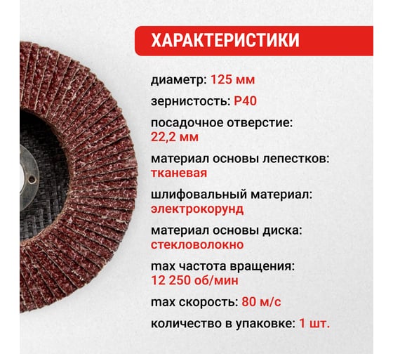 Круг лепестковый торцевой (125х22.2 мм; P40) Vira 559140