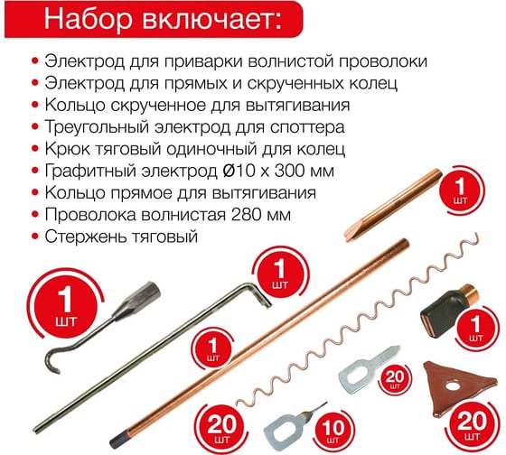 Набор электродов и расходных материалов для споттера 75 шт RedHotDot SR00009