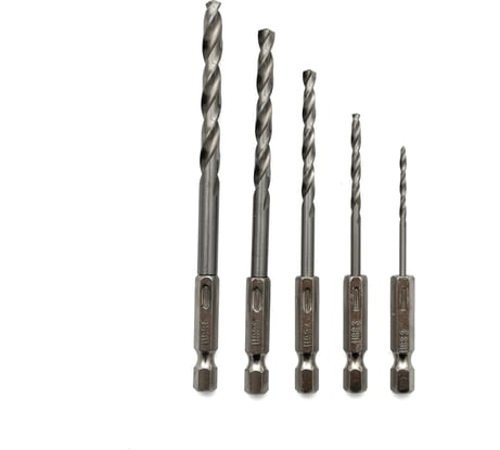 Набор сверл по металлу с шестигранным хвостовиком (5 шт; 2-6 мм) Vira 550109