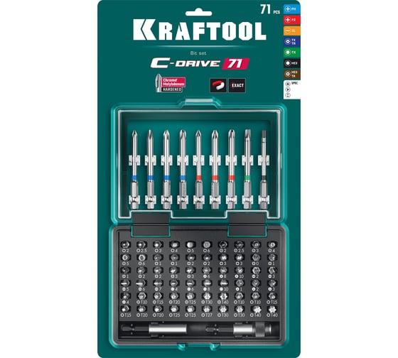 Набор бит в боксе KRAFTOOL c-drive 71 71 предмет 26067-H71