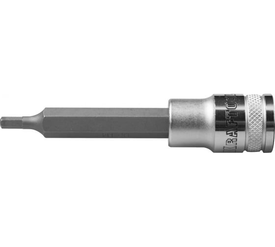 Торцовая удлиненная бита-головка KRAFTOOL INDUSTRIE QUALITAT HEX4, S2, сатинированная, 1/2" 27909-04_z01 1