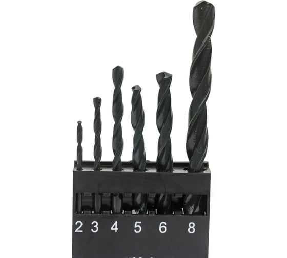 Набор сверл по металлу 2, 3, 4, 5, 6, 8 мм Сервис Ключ 72380