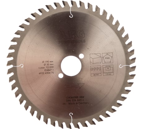 Диск пильный по дереву (190x30 мм; 48Z) AEG 4932430470