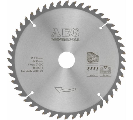 Диск пильный по дереву (216x30 мм; 48Z) AEG 4932430721
