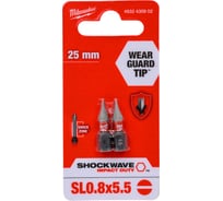 Насадка SHOCKWAVE (SL 0.8x5.5, 25 мм, 2 шт.) Milwaukee 4932430902