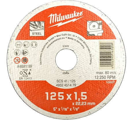 Отрезной диск 125х22.2х1.5 мм Milwaukee 4932451479