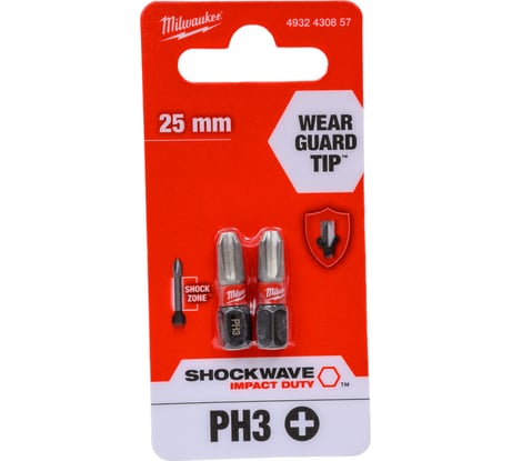Насадка SHOCKWAVE (PH3, 25 мм, 2 шт.) Milwaukee 4932430857