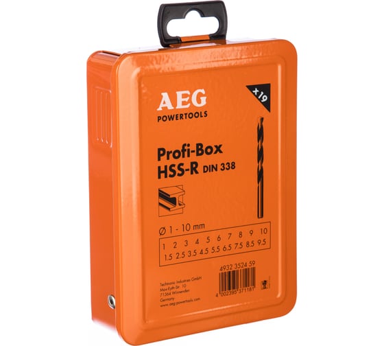 Набор сверл по металлу Profi-Box HSS-R (19 шт; 1-10 мм) AEG 4932352459