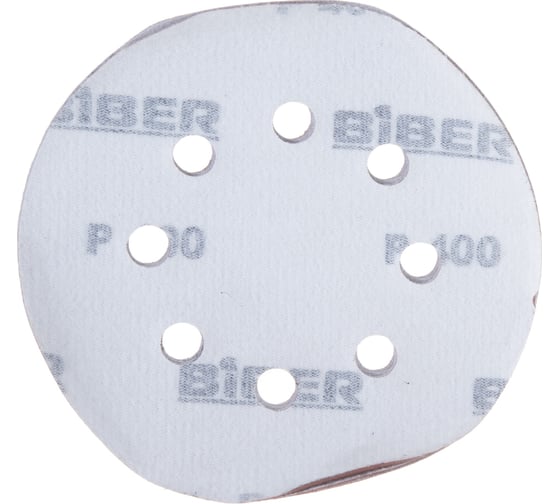 Круг абразивный с перфорацией (5 шт; 125 мм; Р400; Velcro; 8 отв) Biber 70689 тов-165729