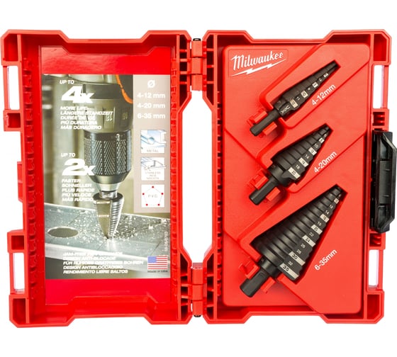 Набор ступенчатых сверл 3 шт. Milwaukee 48899399 1