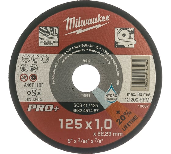 Отрезной диск PRO+ (125х22.2x1 мм) Milwaukee 4932451487 1