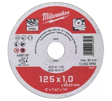 Отрезной диск 125х22.2х1 мм Milwaukee 4932451477