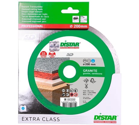 Диск алмазный сплошной по граниту Granite (200х1.6х25.4 мм) DiStar 11120034015