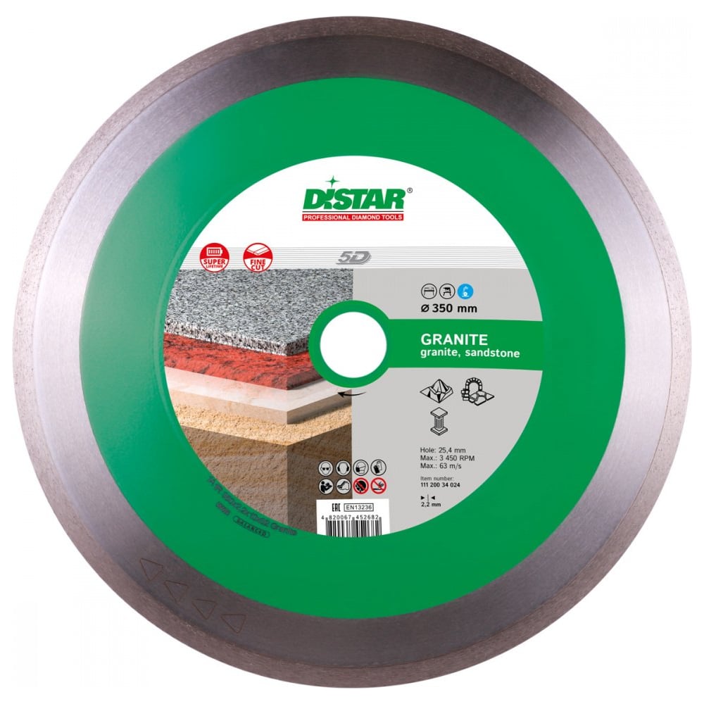 Диск алмазный сплошной по граниту Granite (350х2.2х10х25.4 мм) DiStar ...