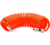 Шланг пневматический полиуретановый спиральный (15 м, 8х12 мм, быстросъем Rapid M+F сталь, 10-16 бар, красный) HQ-mech HQ-AH05-1512RED УТ000002491