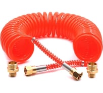 Шланг пневматический полиуретановый спиральный (7 м, 6.5х10 мм, наружная и внутренняя резьба M16x1.5 латунь, 10-16 бар, красный) HQ-mech HQ-AH102-710REDM16-BR УТ000002601