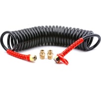Шланг пневматический полиуретановый спиральный (10 м, 8х12 мм, наружная и внутренняя резьба M22x1.5 сталь, 10-16 бар, черный) HQ-mech HQ-AH104-1012BLACKM22-IR УТ000002614