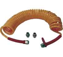 Шланг пневматический полиуретановый спиральный (7 м, 6.5х10 мм, наружная и внутренняя резьба M22x1.5 сталь, 10-16 бар, желтый) HQ-mech HQ-AH104-710YELLOWM22-IR