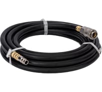 Шланг пневматический армированный каучуковый oil-resist (15 м, 6х12 мм, быстросъем Rapid M+F латунь, 20-60 бар, черный) HQ-mech HQ-AH101-1512BLACK