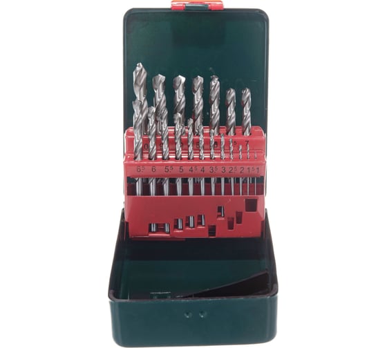 Набор сверл в металлической коробке (19 шт.; 1-10 мм, HSS-G) Metabo 627153000