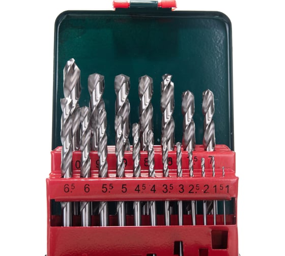 Набор сверл в металлической коробке (19 шт.; 1-10 мм, HSS-G) Metabo 627153000