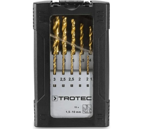 Набор сверл по металлу (15 шт.; 1.5-10 мм) TROTEC 6200001131
