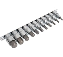 Набор насадок торцевых с 6-гранными вставками-битами (1/2"DR, H4-H19, 11 шт.) Ombra 912211