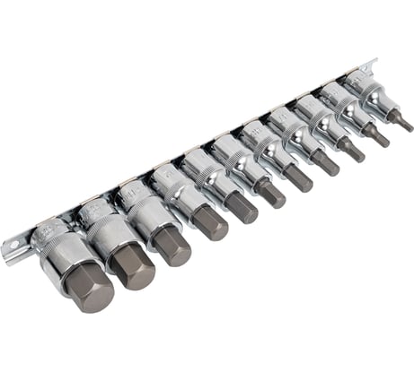 Набор насадок торцевых с 6-гранными вставками-битами (1/2"DR, H4-H19, 11 шт.) Ombra 912211