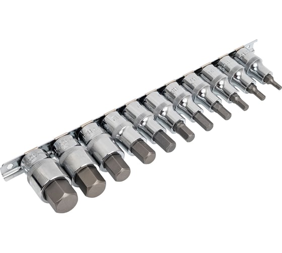 Набор насадок торцевых с 6-гранными вставками-битами (1/2"DR, H4-H19, 11 шт.) Ombra 912211