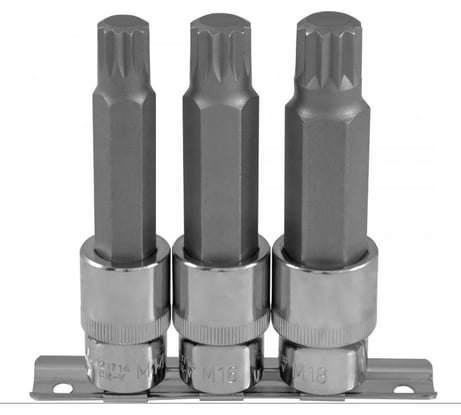 Набор насадок торцевых с вставками-битами SPLINE (1/2"DR, M14-M18, 100 мм, 3 шт.) Ombra 921703