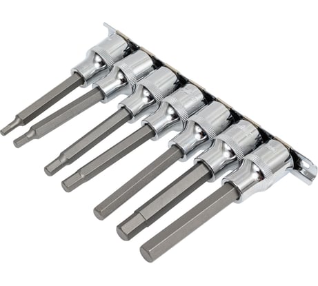 Набор насадок торцевых с 6-гранными вставками-битами (1/2"DR, H4-H10, 100 мм, 7 шт.) Ombra 921207