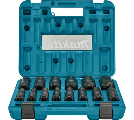 Набор ударных удлиненных торцовых головок Impact Black 14 шт, 10, 11, 12, 13, 14, 16, 17, 19, 21, 22, 24, 27, 30, 32 мм, 1/2" Makita E-16586