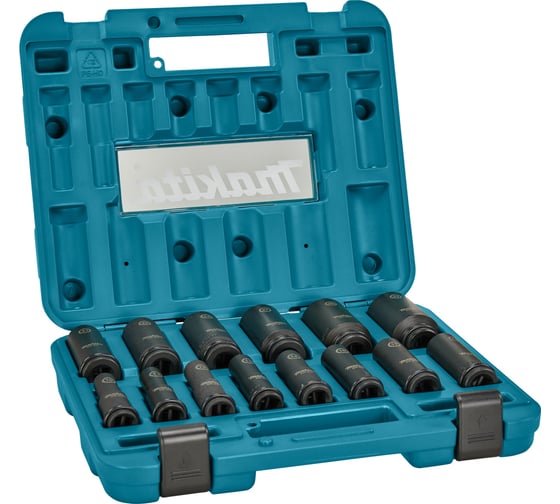 Набор ударных удлиненных торцовых головок Impact Black 14 шт, 10, 11, 12, 13, 14, 16, 17, 19, 21, 22, 24, 27, 30, 32 мм, 1/2" Makita E-16586