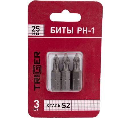 Биты ПРОФИ (3 шт; PH1; 25 мм) ТРИГГЕР 84961 тов-128280