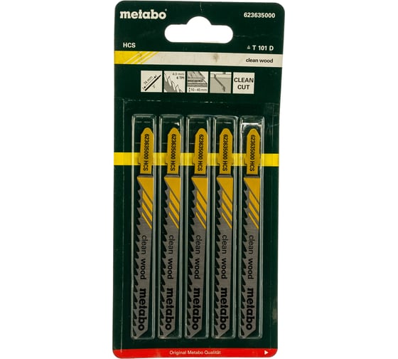 Пилки по дереву T101D (75х4 мм, HCS, 5 шт.) Metabo 623635000